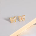 FJ Fallon Trendy 14K Gold Plated Alloy Based Stud Earrings Butterfly Cluster White CZs Diamond Fashionable Children's Hoop