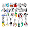 Real 925 Sterling Silver Food Series Enamel Charms Cake Banana Ice Cream Bead with CZ Pendant for Women Jewelry Bracelet Fashion
