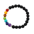 Hot Selling Healing Reiki Gem Stone Yoga 7 Chakra Elastic Beaded Wristband Matte Agate Stone Lava Beads Bracelet gift