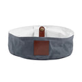 Waxed Canvas Waterproof Collapsible Dog Bowl Travel Leather Custom Embossed Logo Dog Feeding Bowl