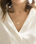 EManco Engravable 2 Coins Pendant Necklace Stainless Steel 14K Gold Plated Link Chain Trendy Women's Party Jewelry