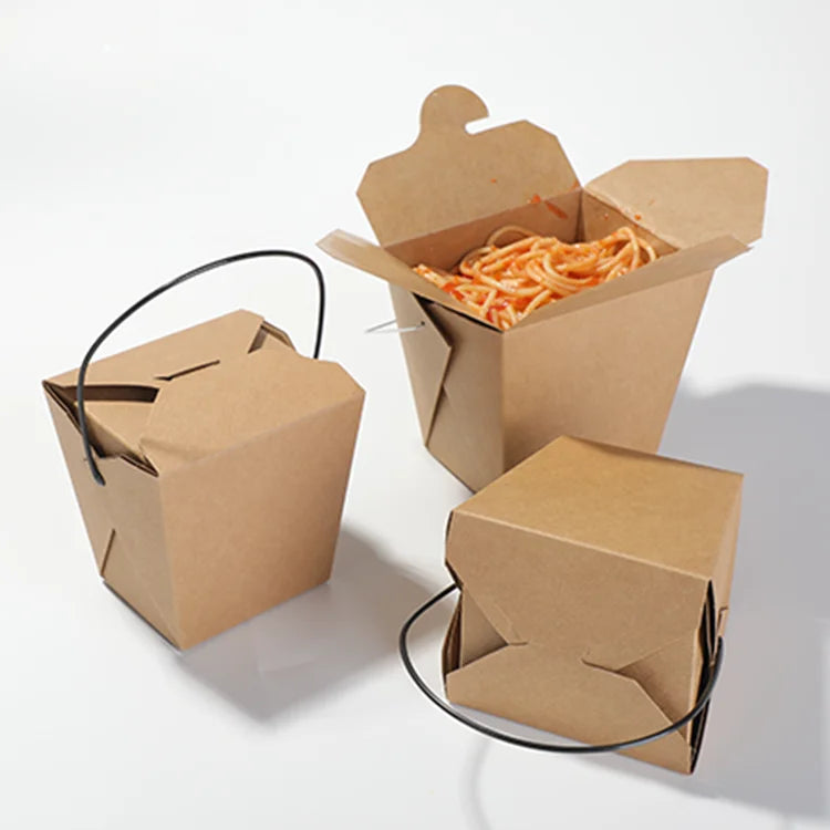 Take Away Kraft Paper or White Card Paper Noodle Boxbiodegradable Food Paper Box Custom Printed Noodle Boxes