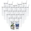 RTS USA Warehouse Stocked 25pcs/ctn 15oz Sublimation Straight Tumbler With Plastic Straw