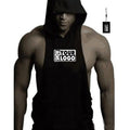 Free Labels Printing Custom Print logo or Design Muscle Men Cotton Waistcoat Body Building Fitness Hooded Vest Training tank Top
