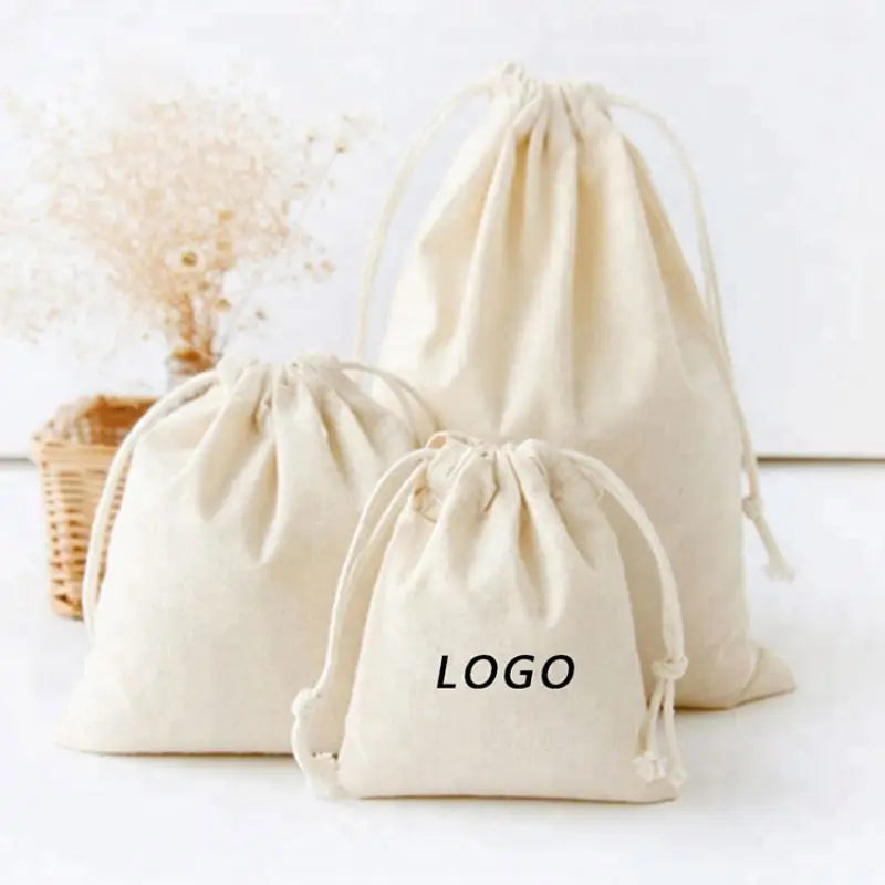 High Grade Custom Printed Jewelry Duster Cotton Cloth Bag With Drawstring