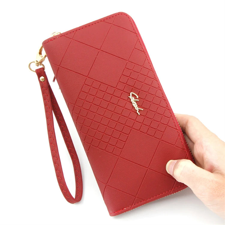 Handmade Classic Business Red Price Cow Leather Custom Wallet with Zipper