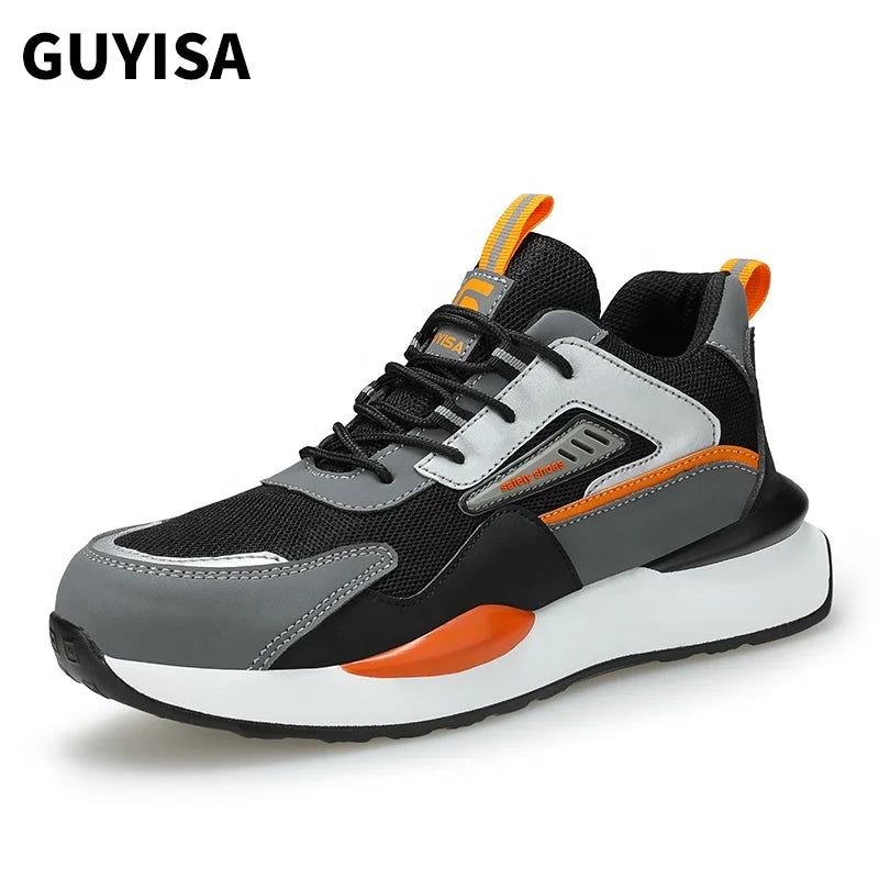 GUYISA Brand OEM Direct Sale Fashion Lightweight Men's Steel Toe Safety Shoes