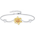 Simple 925 Sterling Silver Cross Interlocking Heart Anchor Sun Flower Cat Claw Tree of Life Charm Bracelets for Women