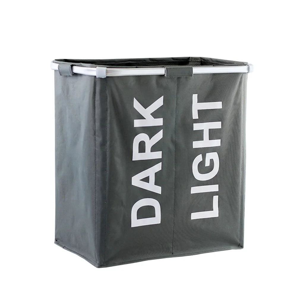 Behome Collection Two Pockets Mesh Lid Fabric Handles Customizable Lightweight Foldable Large Capacity Grey/Black Laundry