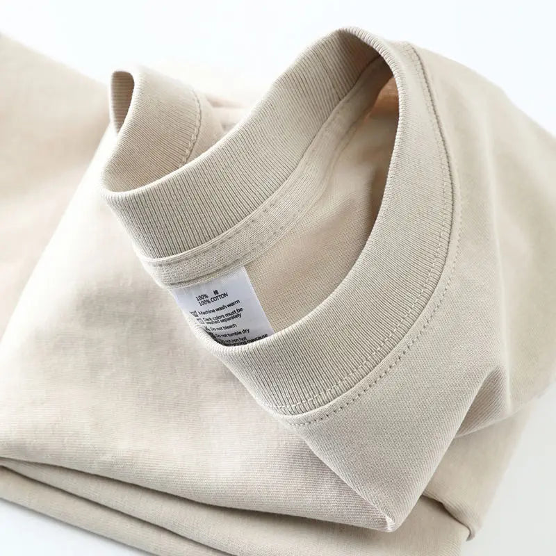 Custom Men's Mock Neck T-Shirt 100% Cotton High Quality Heavyweight Luxury Drop Shoulder Plus Size Customizable Knitted for Men