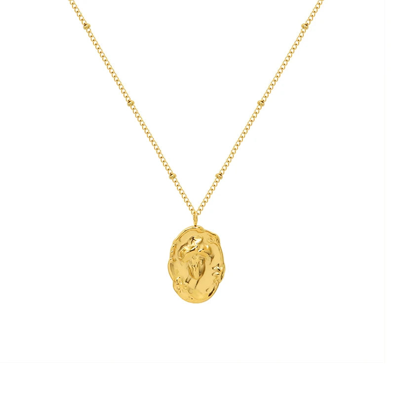 Fashion Personality Embossed Portrait Design Necklace Woman Ins Cold Wind Simple Titanium Steel 18K Gold Clavicle Chain