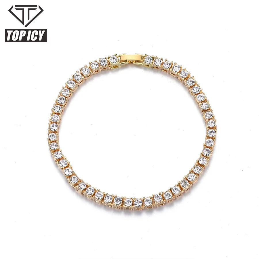 4mm  Zircon Tennis Chain Necklace Hip Hop Bling Jewelry Gold Silver Rose Gold Tennis Chain Necklace Iced Out Wholesale