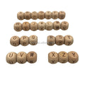 12mm Square Cube Dice Color Laser Engraved English Alphabet Letter Beech Wooden Beads Hole Jewelry Bracelet Keychain DIY Making