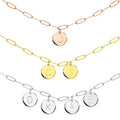 Shescity Trendy Gold Plated Stainless Steel Necklace Customized Round Plate Letter Charm Pendant Necklace Jewelry for Gifts