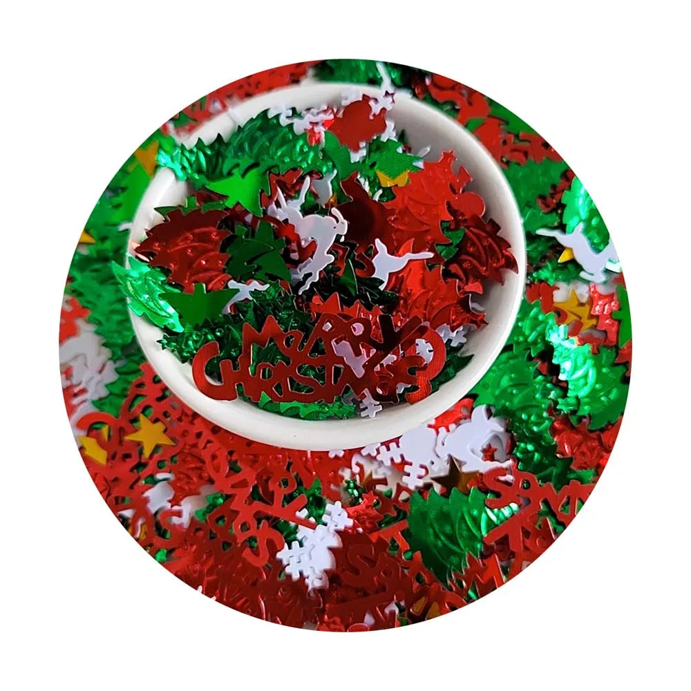 Glitter Christmas Sequins Colorful Tree Letter MERRY CHRISTMAS DIY Nail Art Decor Slime Filler Party Ornament
