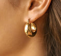 JOOLIM  High End  Gold 18K Gold Plated Lightweight Hollow Chunky Statement Stainless Steel Hoop Earrings