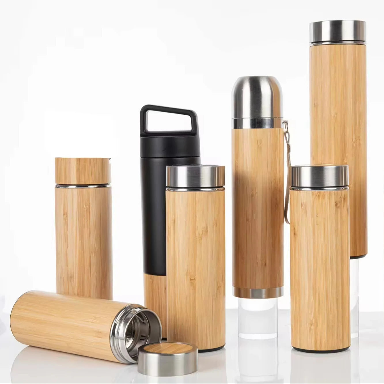 500ml Wood Travel Insulated Coffee Cup Stainless Steel Bamboo Mug With Lid Cool Coffee Mugs