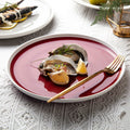 Hot Selling Custom Shaped Ceramic Plate Eco-Friendly Shining Red Wedding Tray for Party Dinnerware Dishwasher Safe MOQ 100pcs