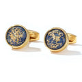 16mm round Gold Plated Copper Metal Cuff Links for Men Classical Business Style for Wedding Party Anniversary as a Gift