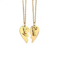 Custom Broken Heart Couple Necklace 18K Vacuum Gold Plated Stainless Steel Personalized Pendant Jewelry Gift
