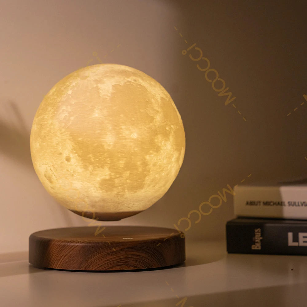 Cafe Living Room Bedroom Indoor Night Light Table Lamp Magnetic Levitation Floating LED 14CM Moon Modern Office Hotel Home Light