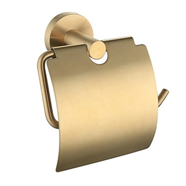 No Drilling Matte Golden Adhesive Wall Mount Paper Holder Toilet Tissue Roll Dispenser for Bathroom