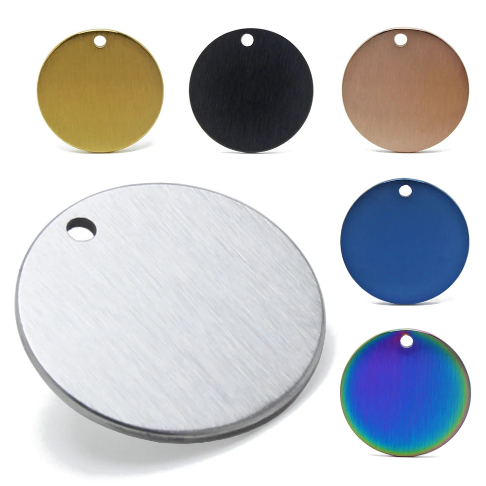 Cheap DIY Blank Coin Promotion Gift Round Medal Pendant Dog Tag Charm Keychain Silver Gold Black Stainless Steel Round Metal Tag