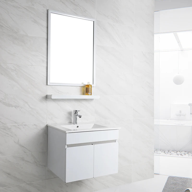 Factory Modern 60cm Bathroom Vanity Stainless Steel White Color Bathroom Cabinet T-123
