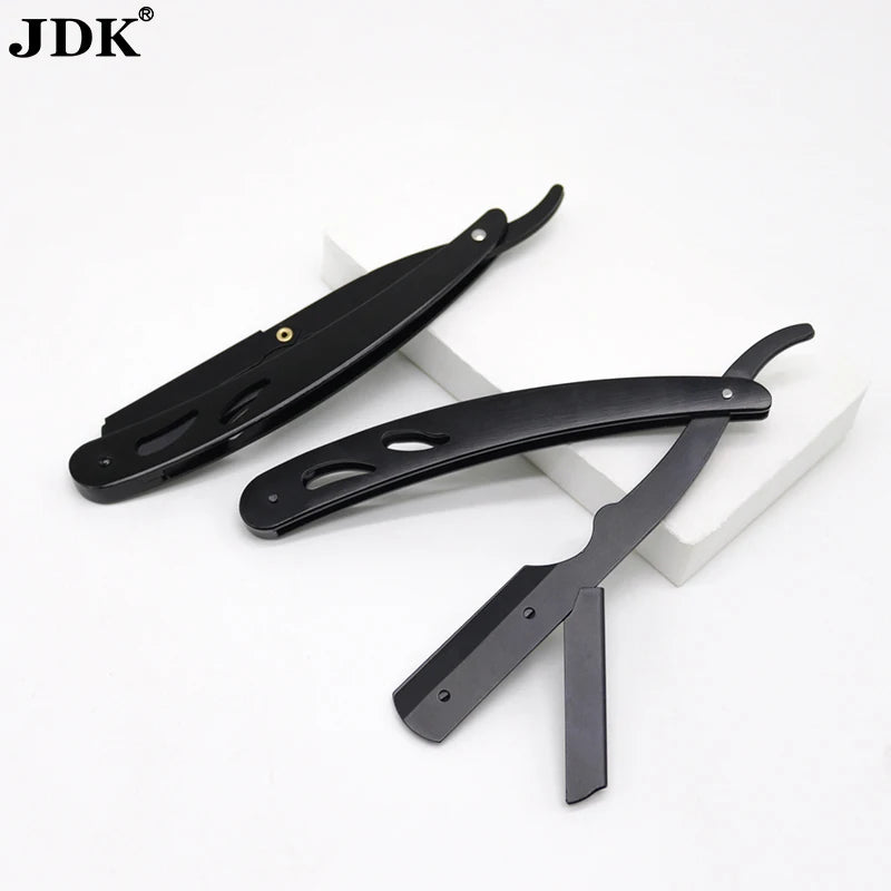 Private Label Classic Straight Edge Barber Razor for Close Shaving Salon Quality Men's Beard Cut Throat Finger Razor