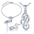 Snake Stud Earrings Necklaces Heart Bracelets Women Jewelry Sets