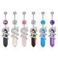 Hot Sales New Fashion Natural Lucky Stone Belly Ring Piercing Hexagonal Prism Crystal Dragon Navel Button Rings
