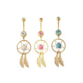 Bohemian Style Dream Catcher Navel Ring Silver Plated Stainless Steel Unisex Belly Ring Body Jewelry