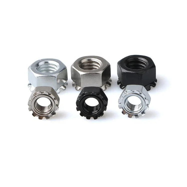 Factory Supply M5 M6 M8 M10 M12 Stainless Steel External Tooth K Lock Nut Hex Keps Nut K Kut