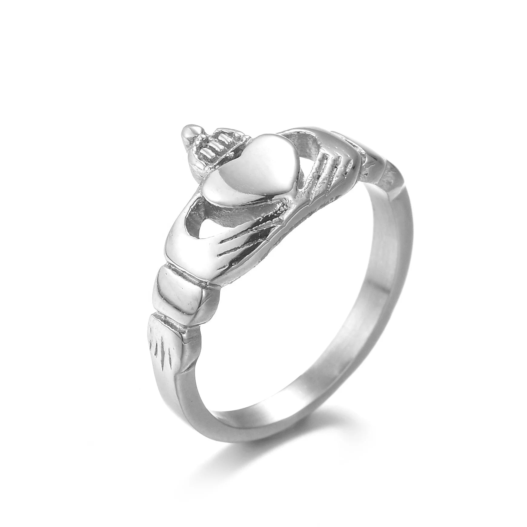 Yiwu Aceon Women's Stainless Steel Ring Pure Love Wedding Band Claddagh Celtic Promise Heart Crown Engagement Party Jewelry