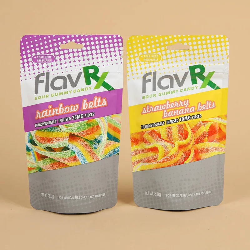 Custom Glossy Smell Proof Mylar Bags Digital Printing Ziplock Stand up Pouch Food Grade Gummy Candy Packaging Bag with Window