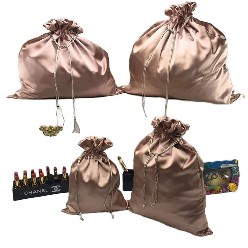 Customize Brand Logo Drawstring Pouch Drawstring Bag Printing Pouch Packaging Satin Polyester Fabric Pouch Small  Drawstring Bag