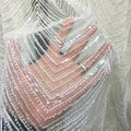 Luxury Elegant Nigerian Fully Beaded Sequins Lace Fabric White Embroidery French Net Lace for Party Wedding