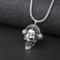 Personalized Fashion Skull Headwear Earphone Pendant Retro Punk Men's Stainless Steel Chain Necklace Jewelry Wholesale