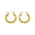 New Trendy 18K Gold Plated Stainless Steel Round Twisted Hoop Earrings Hypoallergenic Women's Fashion Jewelry