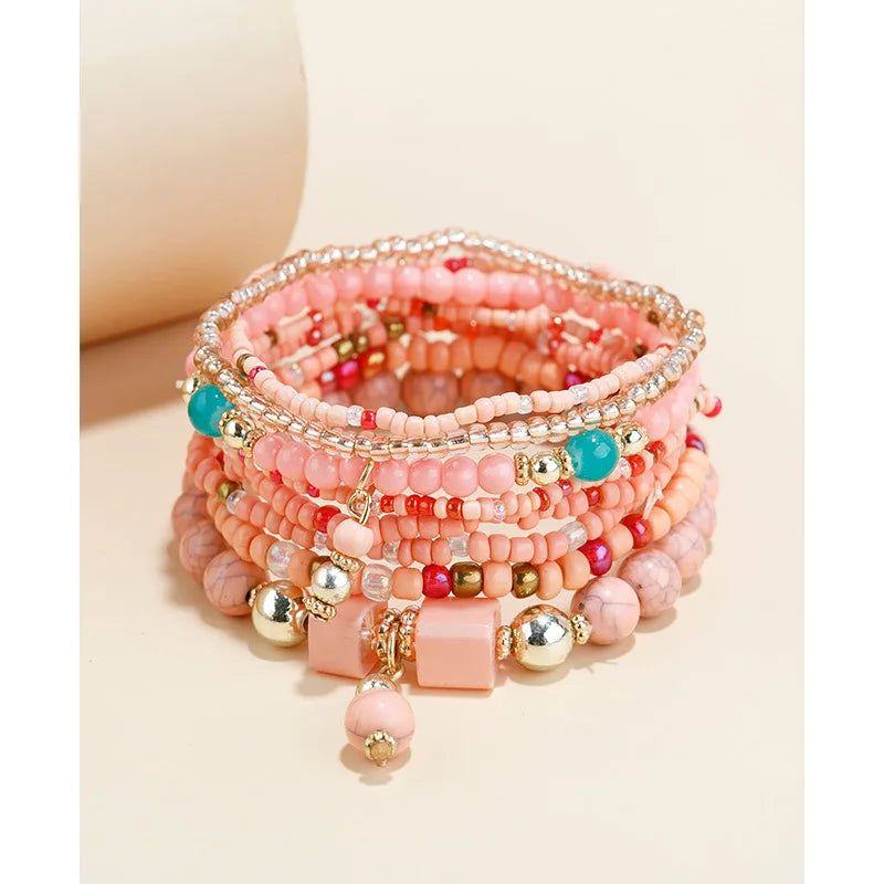 Bohemian Fashion Charm Woman Seed Beads Miyuki Stack Bracelets Set Summer Beach Designer Friendship Bracelet for Gift