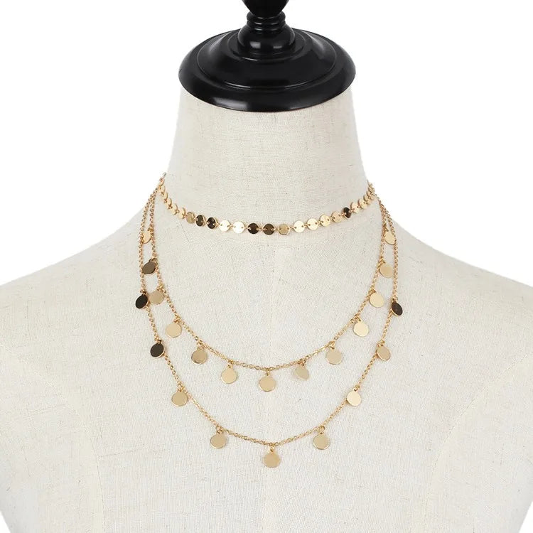 Minimalist Style Design Multi-Layer Chain Necklace Trendy Fashionable Personalized Alloy Choker Premium Necklace Jewelry