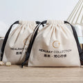 Eco-friendly Printed Cotton Cloth Drawstring Bag With Ribbon Hair Packaging Custom Logo Dust-free Drawstring Shoe Bag