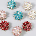 Kaimei 4 Colors 2023 New Top Seller Fashion Alloy Diamond Rhinestone Geometric Flower Earrings Zircon Stone Stud Earrings
