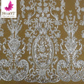 HY2359 Hot Sales White Luxury Bridal Tulle Sequins Lace Beaded Fabrics for Women Wedding Dress