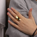 Chris April Vintage 316L Stainless Steel PVD Plated Minimalist Glossy Chunky Exaggerated Ring