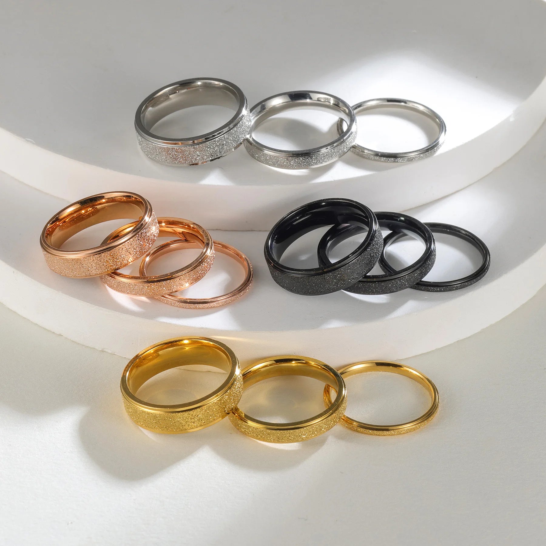2MM Thin Stainless Steel Ring Simple Fashion & Trendy Ins-style Matte Tail 18K Princess Cut Wholesale Couple Jewelry Popular