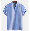 Wholesale Custom Men's Short Sleeve Striped Shirt Business Casual Shirts Cotton Fabric Formal Shirts for Men