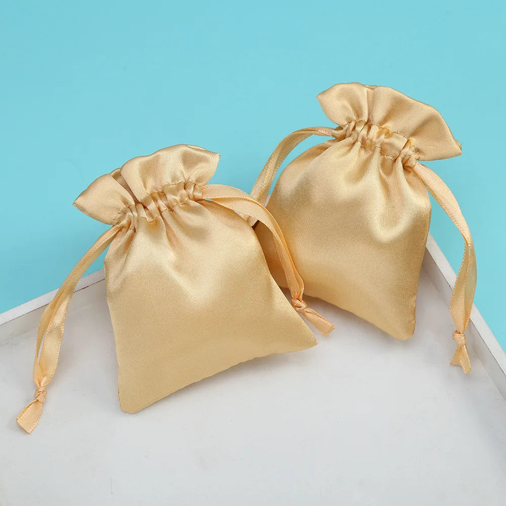 Bolsa De Raso Luxury Small Customize Logo Packaging Gift Bag Small Drawstring Bag Satin Pouch Bag for Jewelry