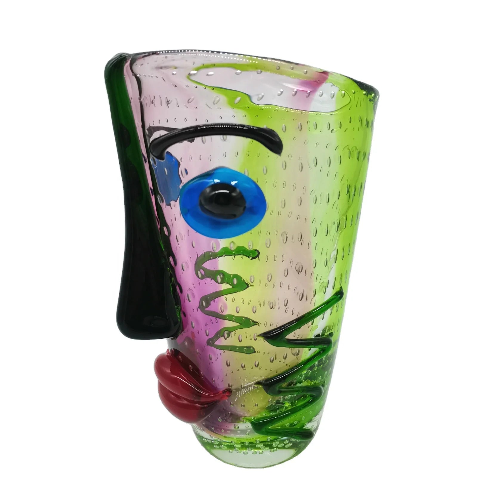 2021 Art Glass Face Vase Murano Handmade Modern Design for Tabletop New Style Artistic Feature