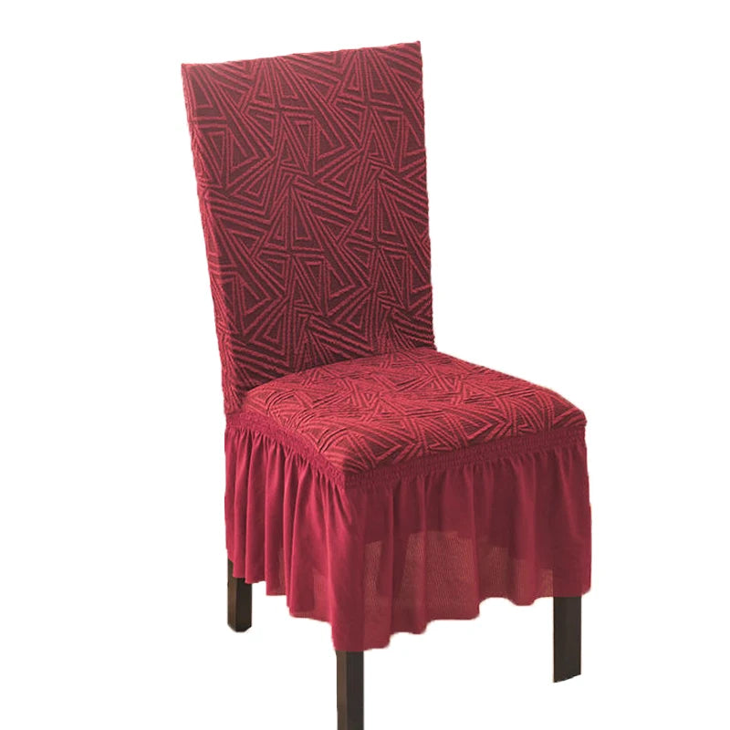 Hot Sell Luxury Embossed Jacquard Spandex Chair Cover With Skirt for Wedding Dining Banquet